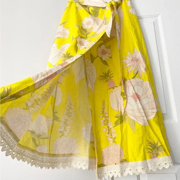 Farm Rio Garden Linen Blend Wrap Skirt, Size L - Picture 6 of 14